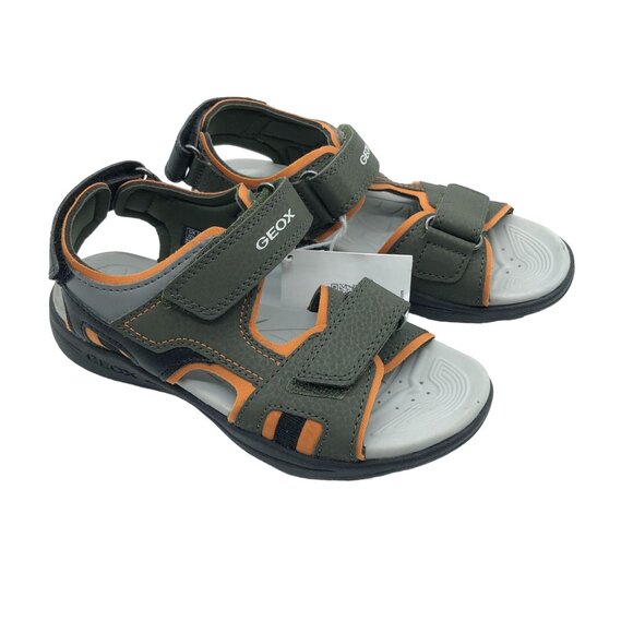 Geox Boys Vaniett Sport Sandals Hook & Loop Green Orange 13